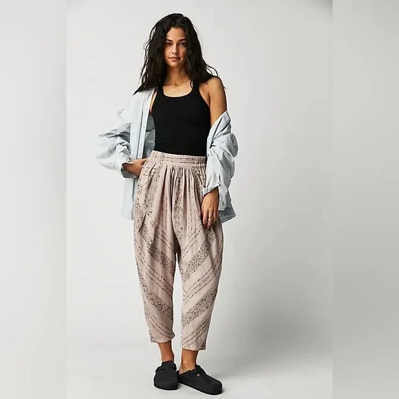 FREE PEOPLE Once Upon Yarn Dye Boho Harem Ankle Pants in Keepsake Lilac Size XS - Picture 1 of 11